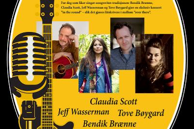 Songwriters in the Round: Bendik Brænne, Tove Bøygard, Claudia Scott og Jeff Wasserman